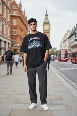 Vintage Splash M Black Single Stitch London Big Ben Paint Splatter T-Shirt